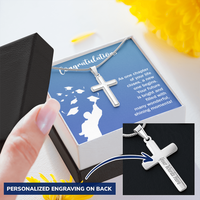 Personalized Cross Necklace with Snake Chain - Graduation, Congratulations