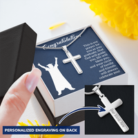 Personalized Cross Necklace with Snake Chain - Graduation, Religion, This Is My Prayer