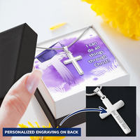 Personalized Cross Necklace with Ball Chain - Graduation, Religion, I Can Do All Things