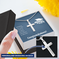 Personalized Cross Necklace with Snake Chain - Gift For Him, Son, Grandson, Wishing You A New Word