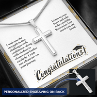 Personalized Cross Necklace with Snake Chain - Graduation, Religion, I Wish You The Strength