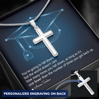 Personalized Cross Necklace with Snake Chain - Graduation, You Get Back Up