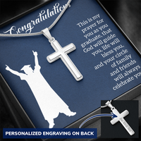 Personalized Cross Necklace with Snake Chain - Graduation, Religion, This Is My Prayer