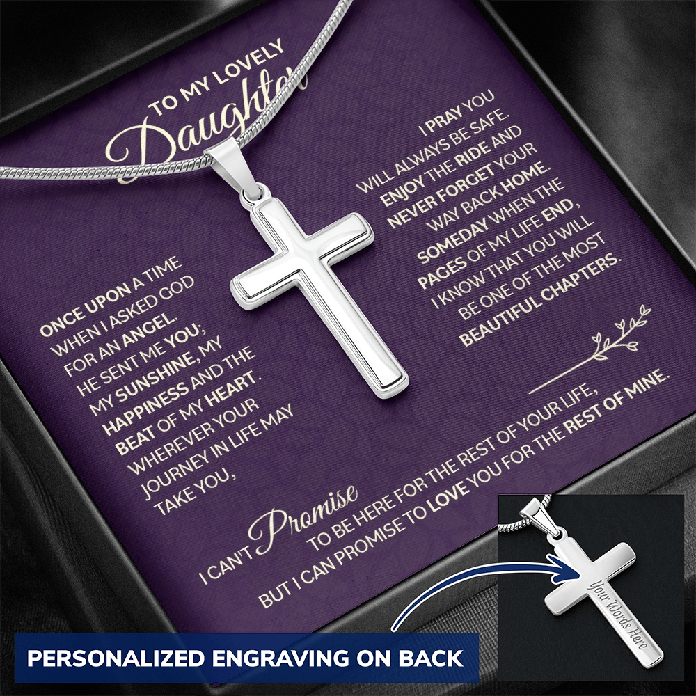 Personalized Cross Necklace with Snake Chain for Daughter - Mother's Day Gift