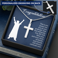 Personalized Cross Necklace with Snake Chain - Graduation, Religion, This Is My Prayer