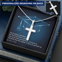Personalized Cross Necklace with Snake Chain - Graduation, You Get Back Up