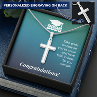 Personalized Cross Necklace with Snake Chain - Gift For Son, Grandson, Great Grandson