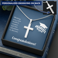 Personalized Cross Necklace with Snake Chain - Gift For Him, Son, Grandson, Wishing You A New Word