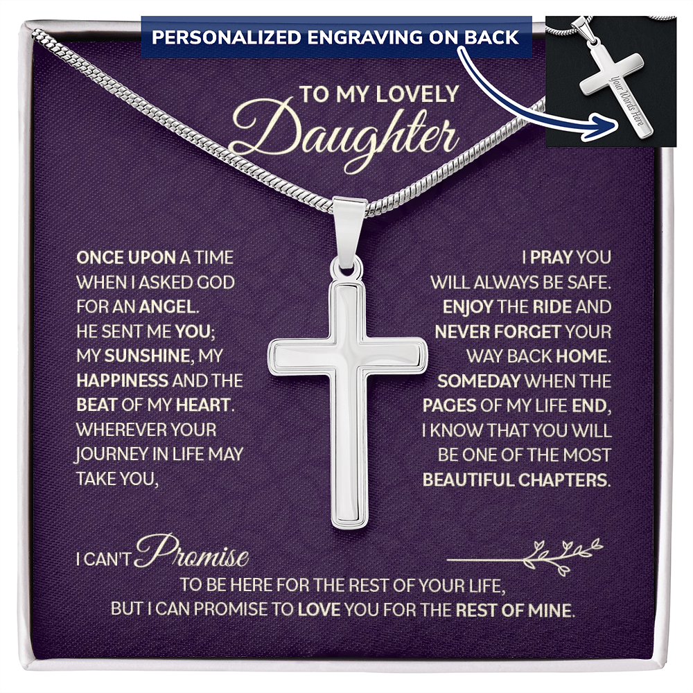 Personalized Cross Necklace with Snake Chain for Daughter - Mother's Day Gift