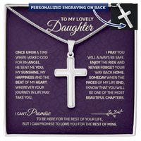Personalized Cross Necklace with Snake Chain for Daughter - Mother's Day Gift