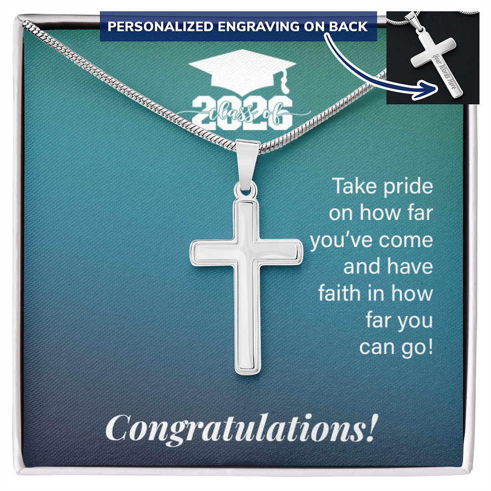 Personalized Cross Necklace with Snake Chain - Gift For Son, Grandson, Great Grandson