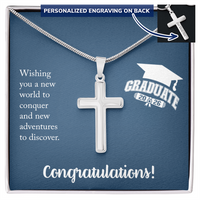 Personalized Cross Necklace with Snake Chain - Gift For Him, Son, Grandson, Wishing You A New Word