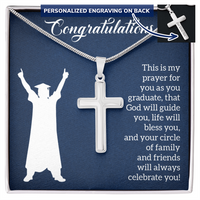 Personalized Cross Necklace with Snake Chain - Graduation, Religion, This Is My Prayer
