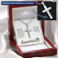 Personalized Cross Necklace with Snake Chain - Graduation, Religion, I Wish You The Strength