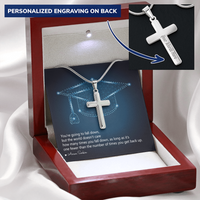 Personalized Cross Necklace with Snake Chain - Graduation, You Get Back Up