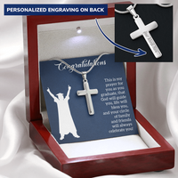Personalized Cross Necklace with Snake Chain - Graduation, Religion, This Is My Prayer