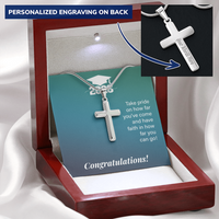 Personalized Cross Necklace with Snake Chain - Gift For Son, Grandson, Great Grandson