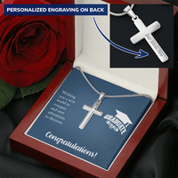 Personalized Cross Necklace with Snake Chain - Gift For Him, Son, Grandson, Wishing You A New Word