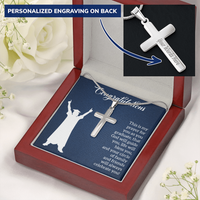 Personalized Cross Necklace with Snake Chain - Graduation, Religion, This Is My Prayer