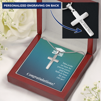 Personalized Cross Necklace with Snake Chain - Gift For Son, Grandson, Great Grandson