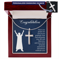 Personalized Cross Necklace with Snake Chain - Graduation, Religion, This Is My Prayer
