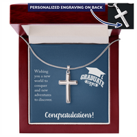 Personalized Cross Necklace with Snake Chain - Gift For Him, Son, Grandson, Wishing You A New Word