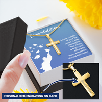 Personalized Cross Necklace with Snake Chain - Graduation, Congratulations
