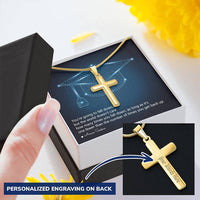 Personalized Cross Necklace with Snake Chain - Graduation, You Get Back Up