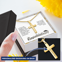 Personalized Cross Necklace with Snake Chain - Graduation, Religion, I Wish You The Strength
