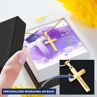 Personalized Cross Necklace with Ball Chain - Graduation, Religion, I Can Do All Things