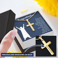 Personalized Cross Necklace with Snake Chain - Graduation, Religion, This Is My Prayer