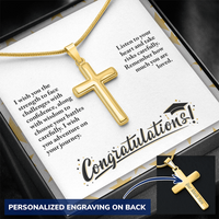 Personalized Cross Necklace with Snake Chain - Graduation, Religion, I Wish You The Strength