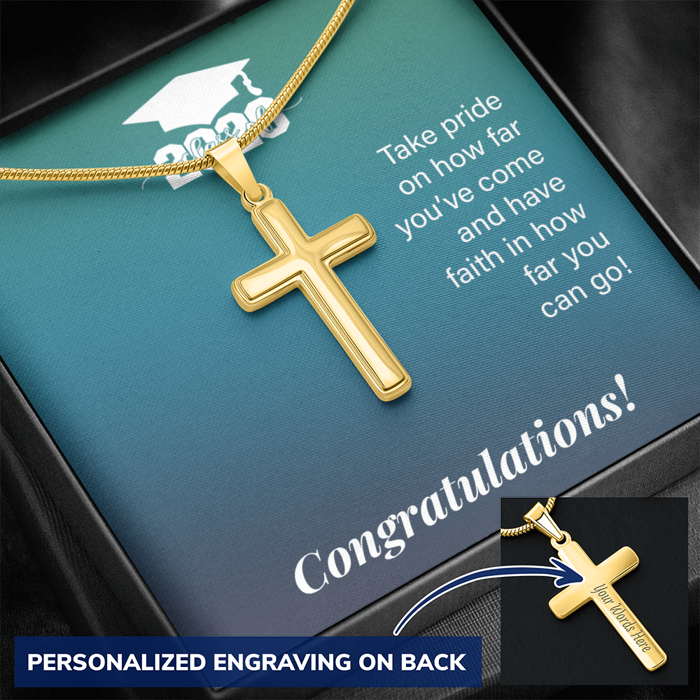 Personalized Cross Necklace with Snake Chain - Gift For Son, Grandson, Great Grandson