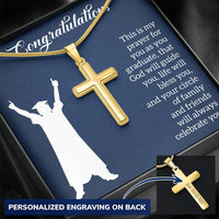 Personalized Cross Necklace with Snake Chain - Graduation, Religion, This Is My Prayer