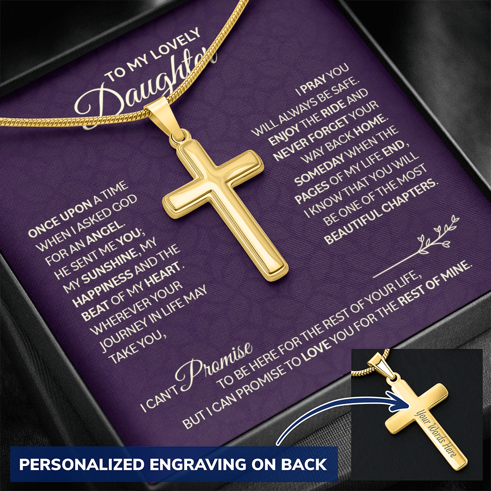 Personalized Cross Necklace with Snake Chain for Daughter - Mother's Day Gift