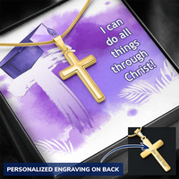 Personalized Cross Necklace with Ball Chain - Graduation, Religion, I Can Do All Things