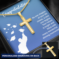 Personalized Cross Necklace with Snake Chain - Graduation, Congratulations
