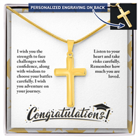 Personalized Cross Necklace with Snake Chain - Graduation, Religion, I Wish You The Strength