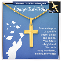 Personalized Cross Necklace with Snake Chain - Graduation, Congratulations