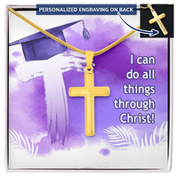Personalized Cross Necklace with Ball Chain - Graduation, Religion, I Can Do All Things