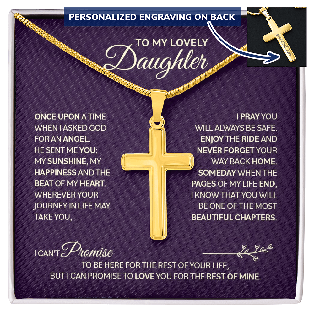 Personalized Cross Necklace with Snake Chain for Daughter - Mother's Day Gift