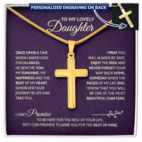 Personalized Cross Necklace with Snake Chain for Daughter - Mother's Day Gift