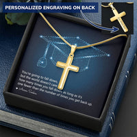 Personalized Cross Necklace with Snake Chain - Graduation, You Get Back Up