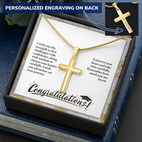Personalized Cross Necklace with Snake Chain - Graduation, Religion, I Wish You The Strength
