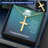 Personalized Cross Necklace with Snake Chain - Gift For Son, Grandson, Great Grandson
