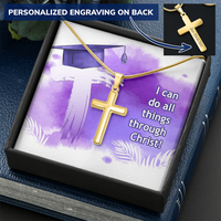 Personalized Cross Necklace with Ball Chain - Graduation, Religion, I Can Do All Things