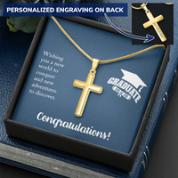 Personalized Cross Necklace with Snake Chain - Gift For Him, Son, Grandson, Wishing You A New Word