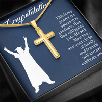 Personalized Cross Necklace with Snake Chain - Graduation, Religion, This Is My Prayer