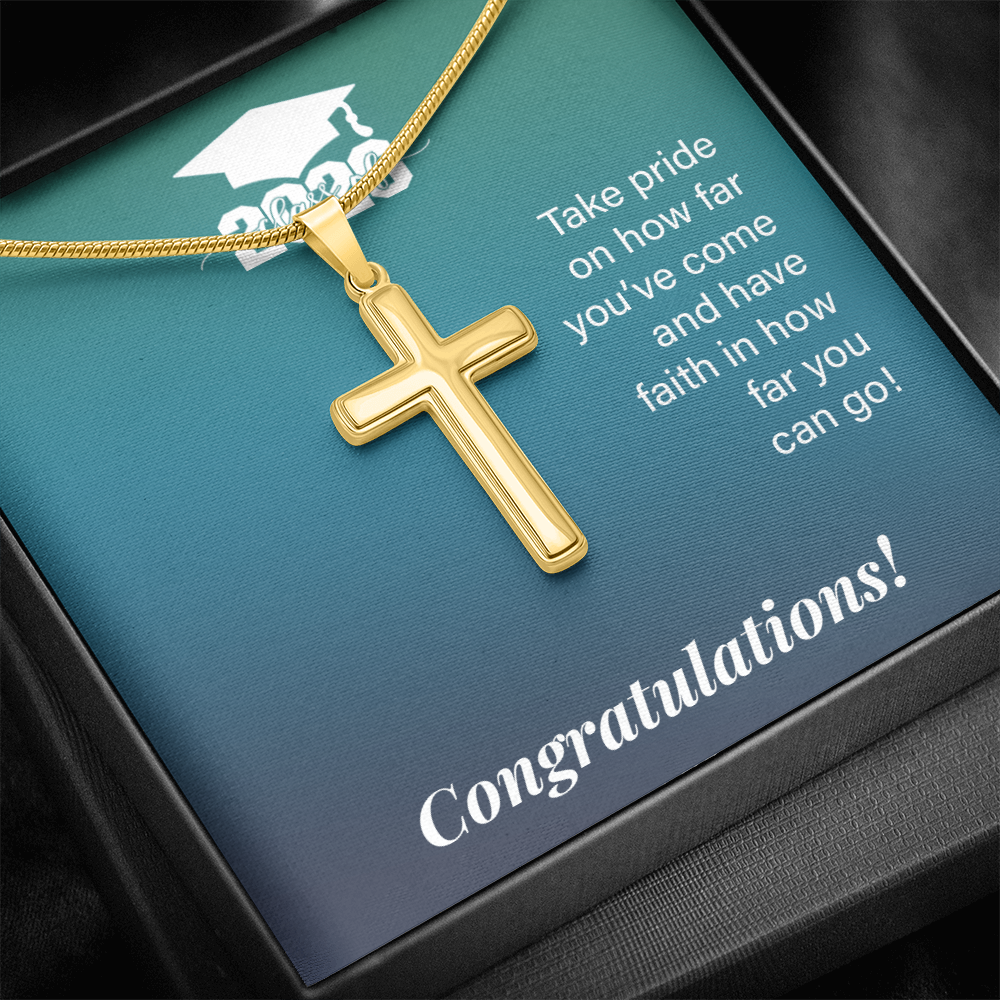 Personalized Cross Necklace with Snake Chain - Gift For Son, Grandson, Great Grandson