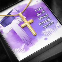 Personalized Cross Necklace with Ball Chain - Graduation, Religion, I Can Do All Things